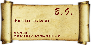 Berlin István névjegykártya